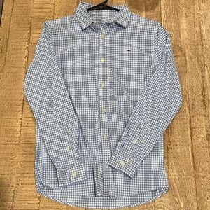 Vineyard Vines Blue and White Gingham Shirt (Boys)